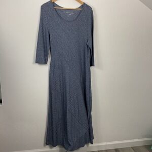 Soft Surroundings Clio Blue Maxi Dress Knit‎ 3/4 Sleeve Women's Large Casual